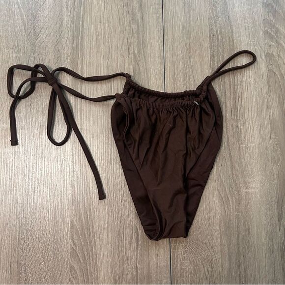 SIR. Swim Jeanne Chocolate Brown String Brief Bikini Bottom Size US 8 - Picture 4 of 9